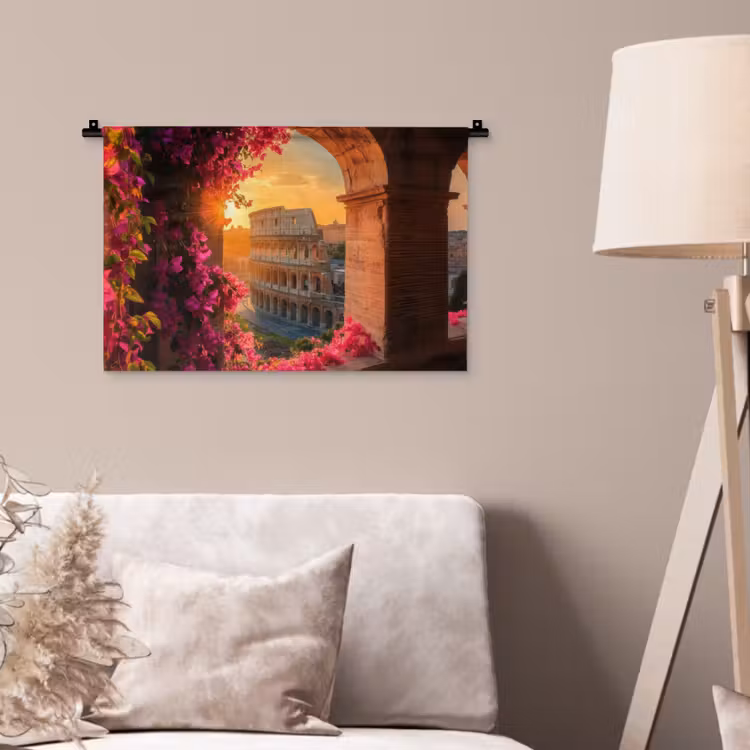 Wandkleed - Colosseum - Rome - Roze Bloemen — 2