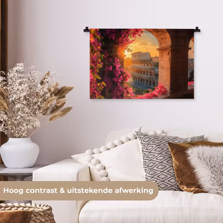 Wandkleed - Colosseum - Rome - Roze Bloemen — 4