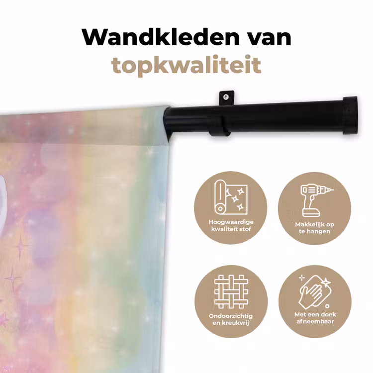 Wandkleed - Eenhoorn - Glitters - Regenboog - Pastel — 3