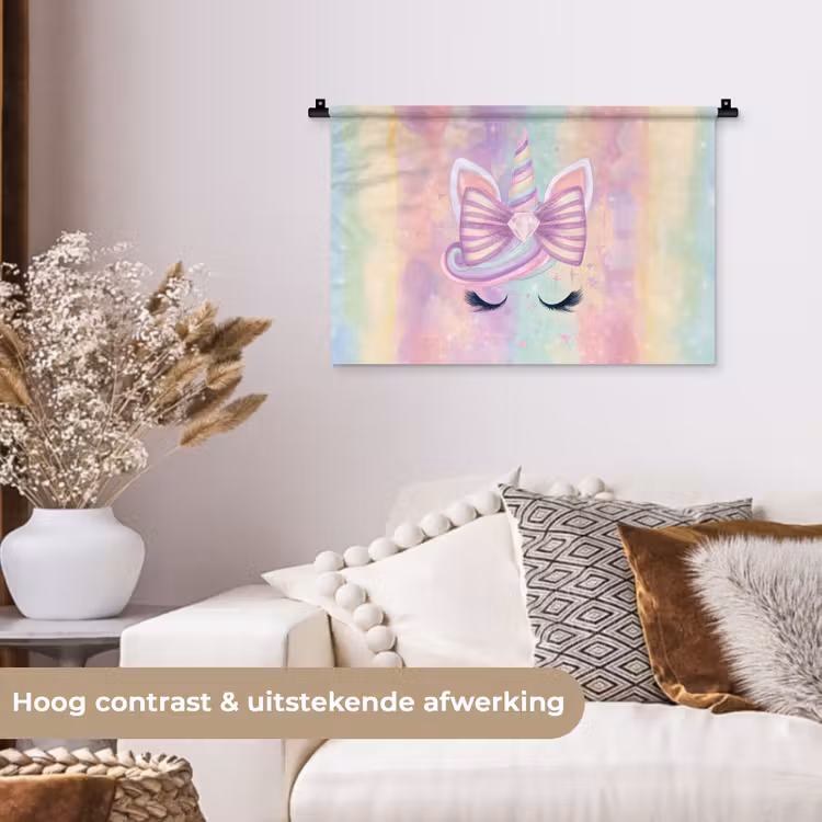 Wandkleed - Eenhoorn - Glitters - Regenboog - Pastel — 4