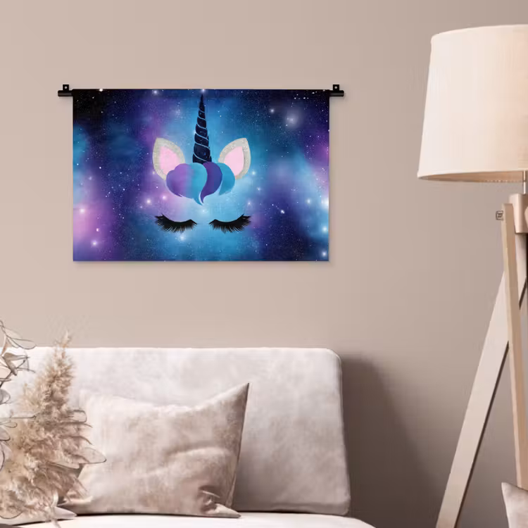 Wandkleed - Eenhoorn - Sterren - Blauw — 2