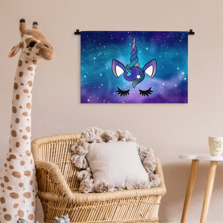 Wandkleed - Eenhoorn - Sterrenhemel - Ster - Blauw — 5