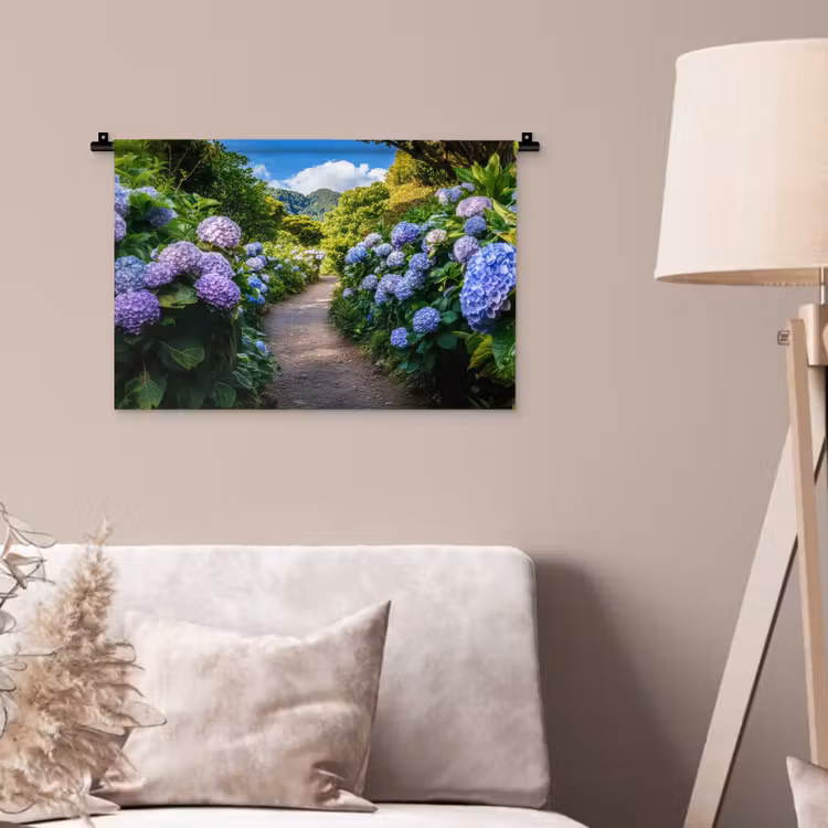 Wandkleed - Hortsensia - Pad - Bloemen — 2