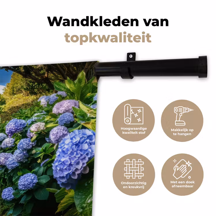 Wandkleed - Hortsensia - Pad - Bloemen — 3