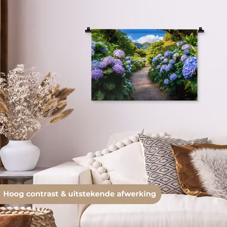 Wandkleed - Hortsensia - Pad - Bloemen — 4
