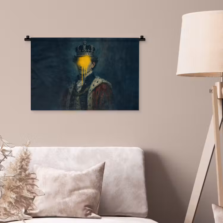 Wandkleed - Koning - Portret - Druipende gele verf — 2