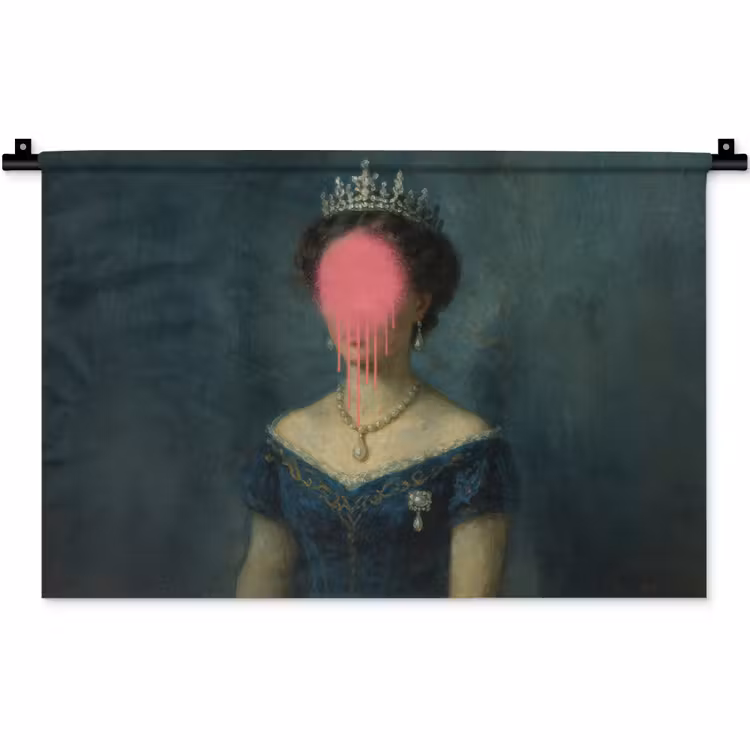 Wandkleed - Kroon - Roze druipend verf - Portret — 1