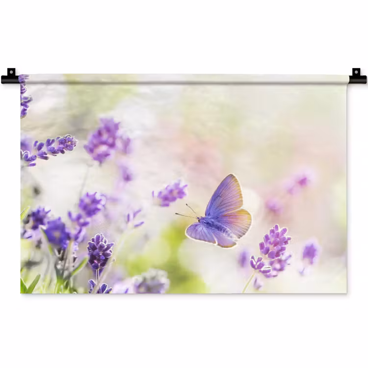 Wandkleed - Lavendel - Vlinder - Bloemen — 1