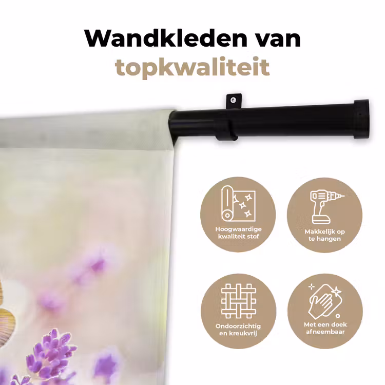 Wandkleed - Lavendel - Vlinder - Bloemen — 3