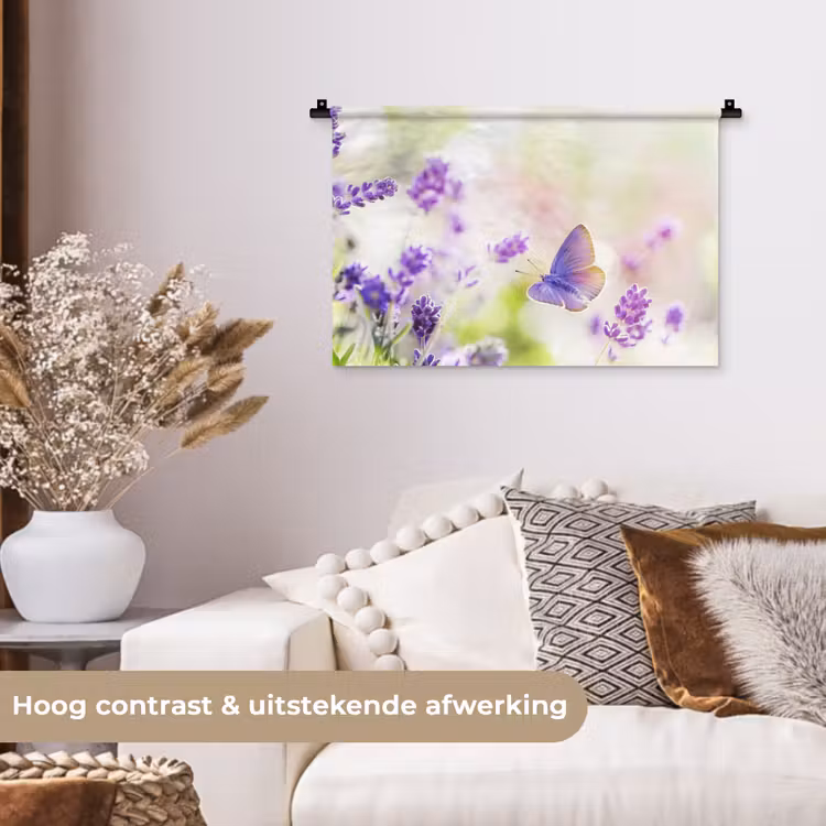 Wandkleed - Lavendel - Vlinder - Bloemen — 4