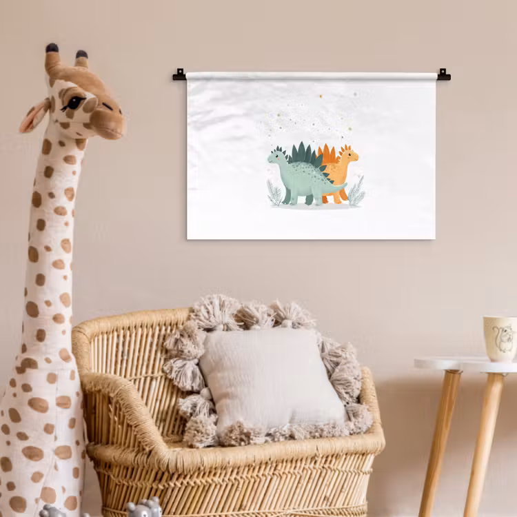 Wandkleed - Planten - Sterren - Dinosaurussen - Oranje — 5