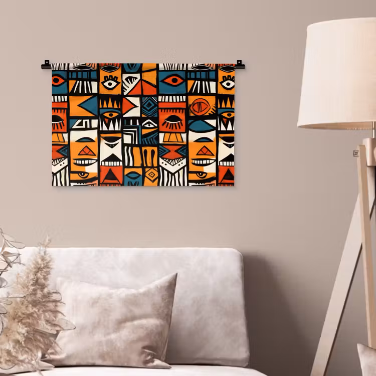 Wandkleed - Abstract - Gezichten - Mozaïek — 2