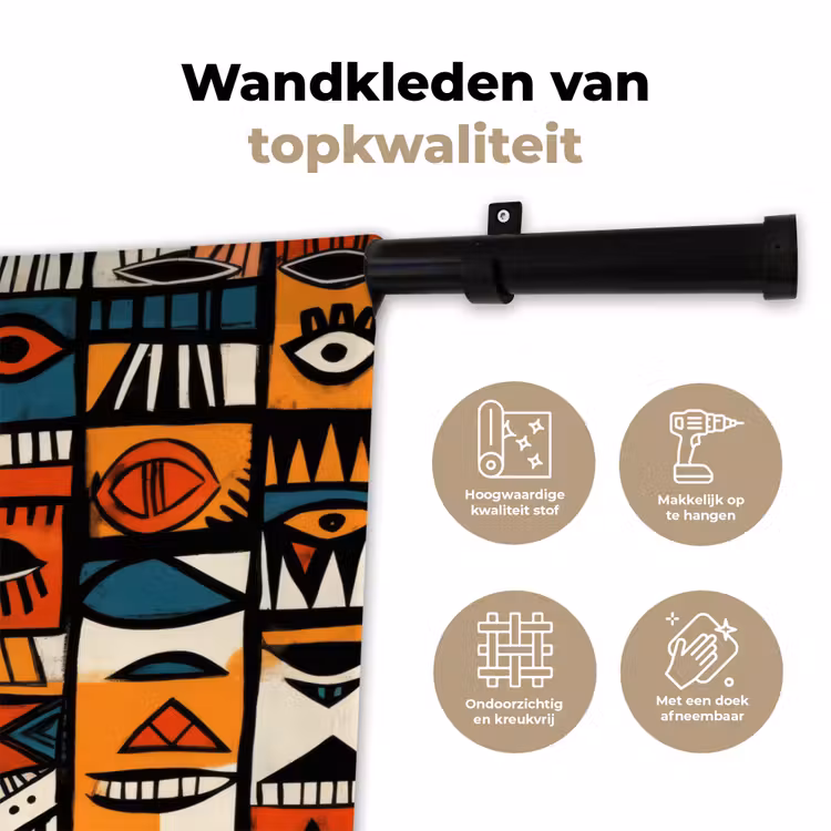 Wandkleed - Abstract - Gezichten - Mozaïek — 3