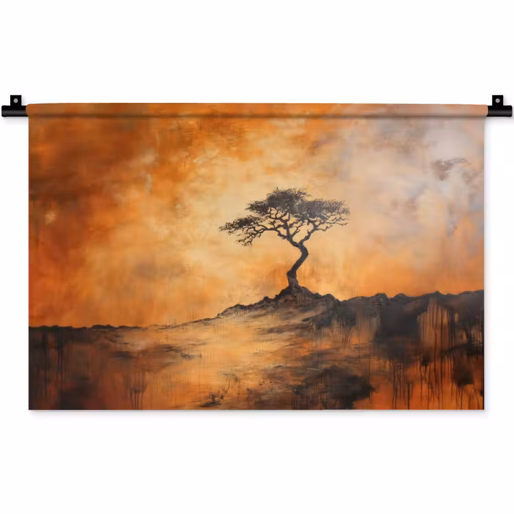 Wandkleed - Boom - Landschap - Oranje — 1