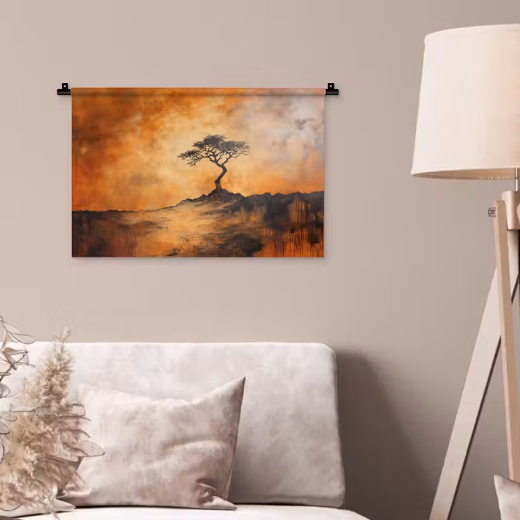 Wandkleed - Boom - Landschap - Oranje — 2