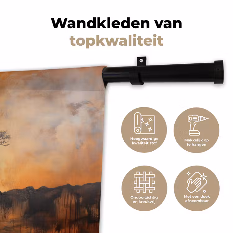 Wandkleed - Boom - Landschap - Oranje — 3