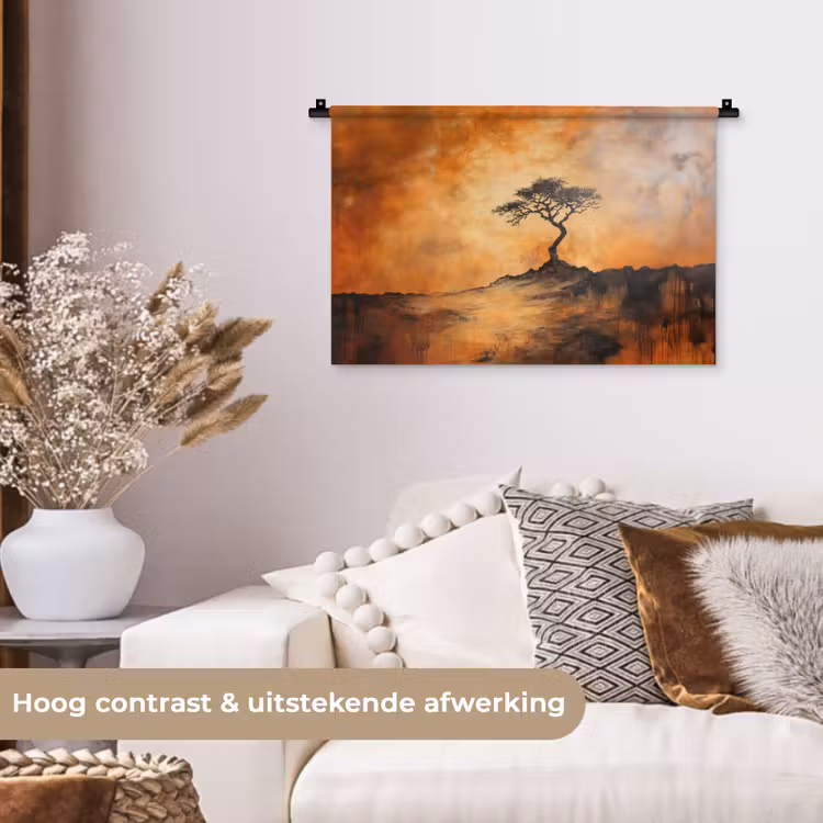 Wandkleed - Boom - Landschap - Oranje — 4