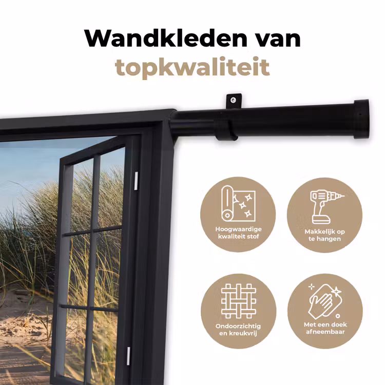 Wandkleed - Doorkijk - Strand - Zee - Zand - Water - Helmgras - Duinen — 3
