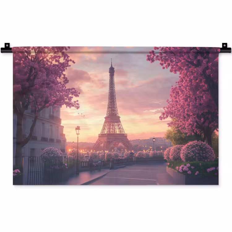 Wandkleed - Eiffeltoren - Parijs - Roze — 1