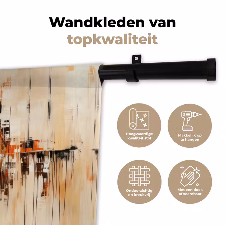 Wandkleed - Leeuwenkop - Lijnen - Crème — 3