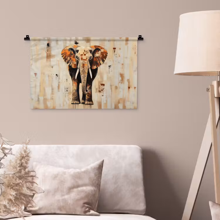 Wandkleed - Olifant - Slurf - Mozaïek - Abstract — 2