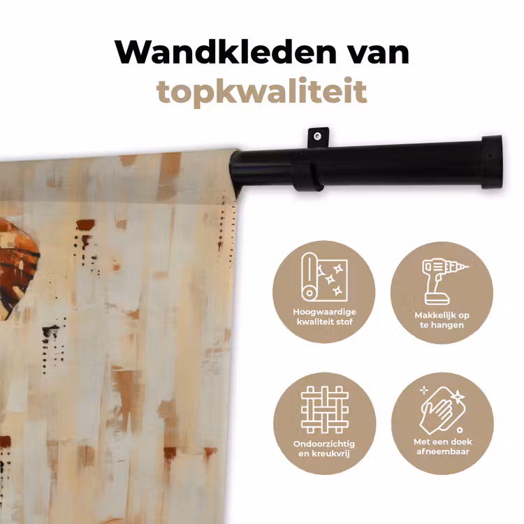 Wandkleed - Olifant - Slurf - Mozaïek - Abstract — 3