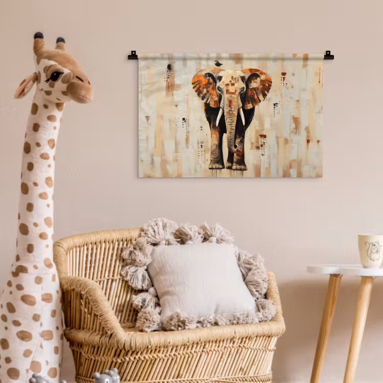 Wandkleed - Olifant - Slurf - Mozaïek - Abstract — 5
