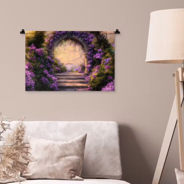 Wandkleed - Poort - Paars - Bloemen — 2