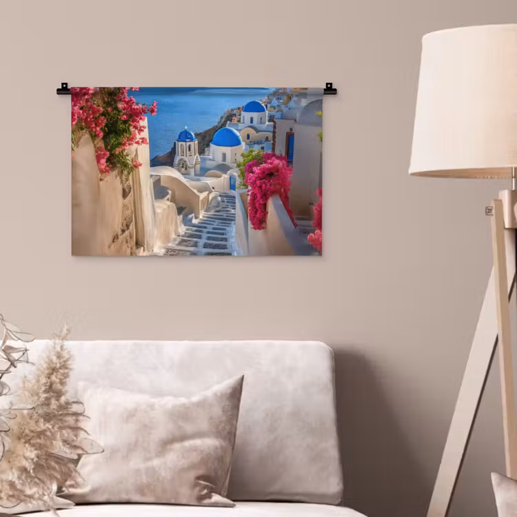 Wandkleed - Santorini - Bloemen - Griekenland — 2