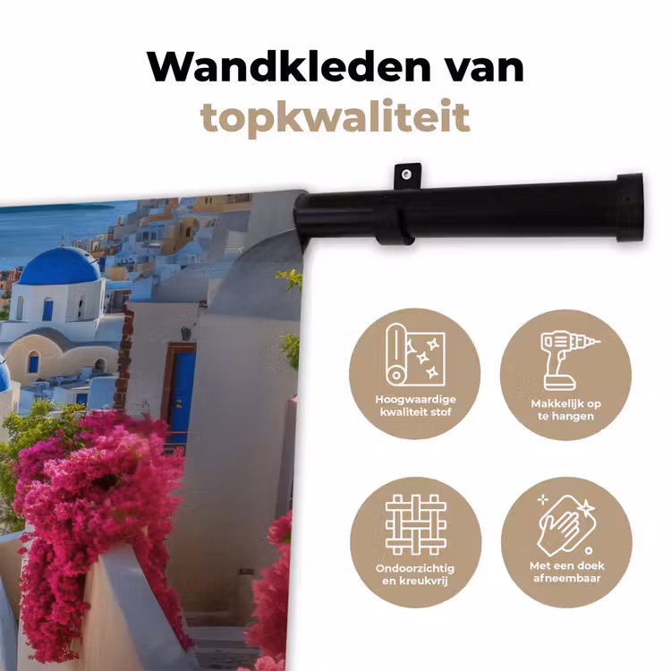 Wandkleed - Santorini - Bloemen - Griekenland — 3
