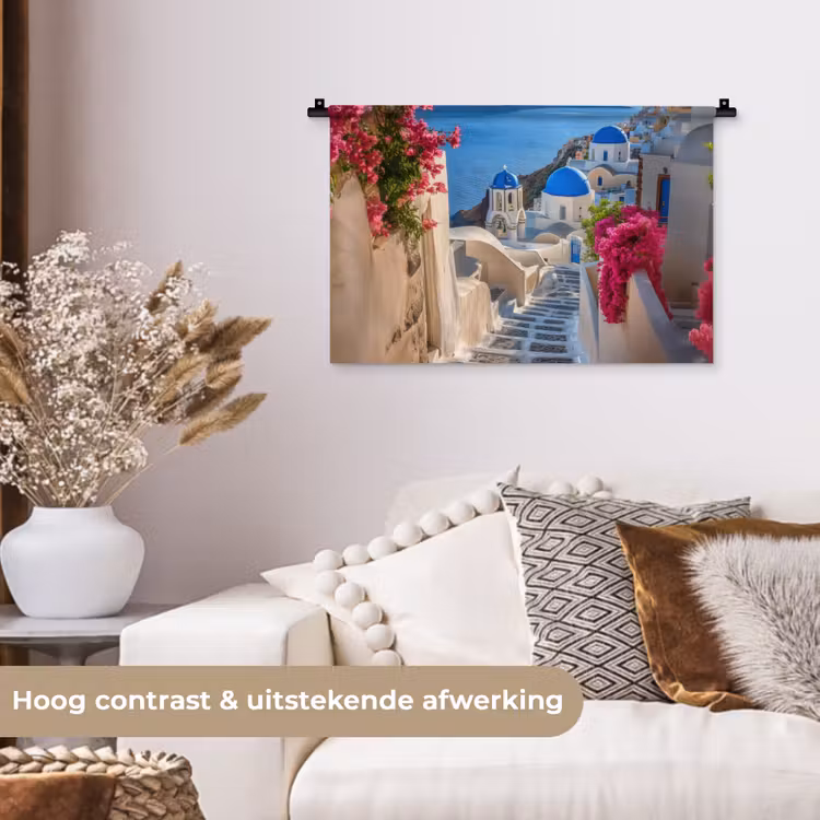 Wandkleed - Santorini - Bloemen - Griekenland — 4