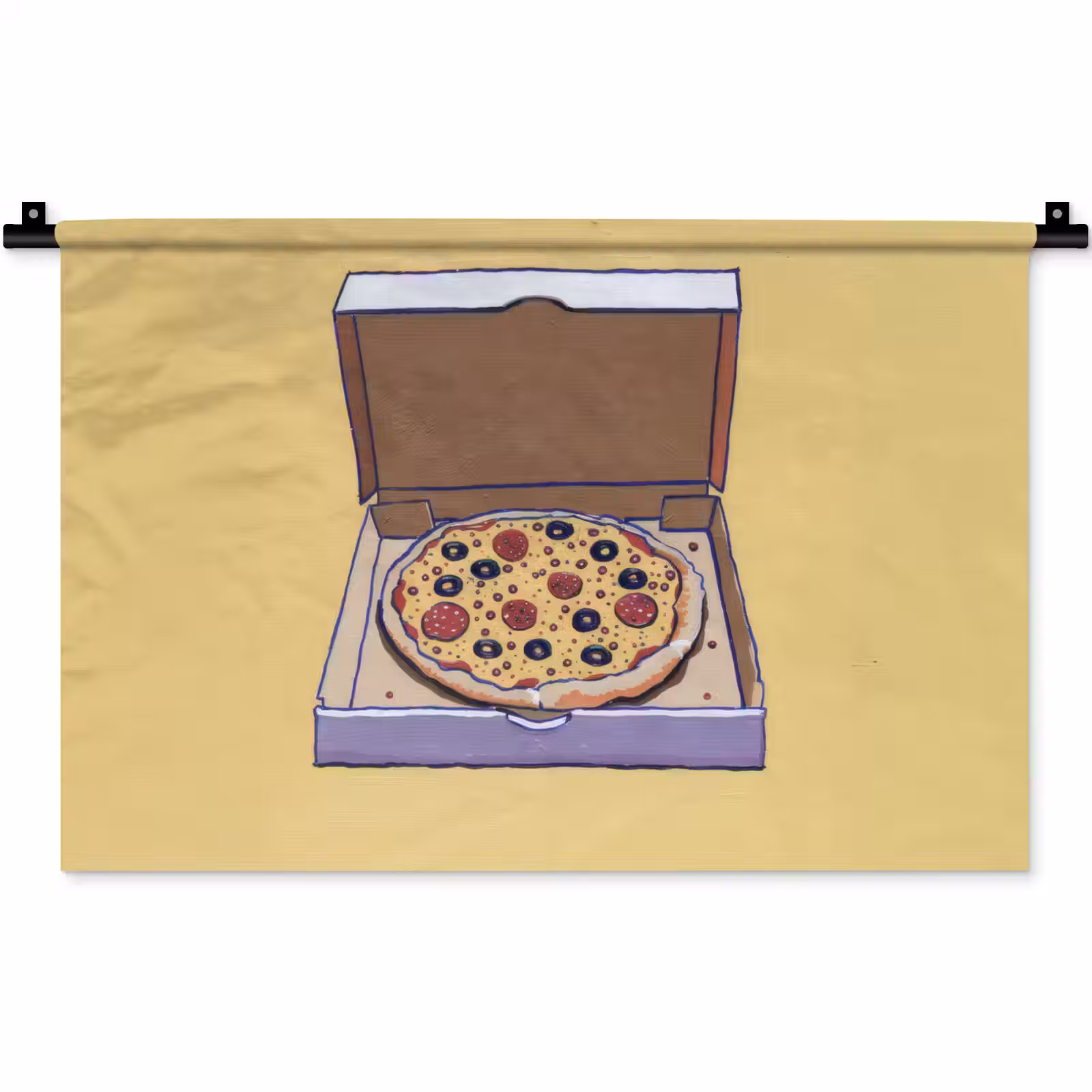 Wandkleed - Pizza - Doos - Salami - Illustratie — 1