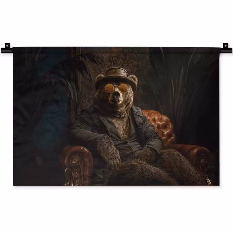 Wandkleed - Beer - Bruin - Pak - Hoed — 1