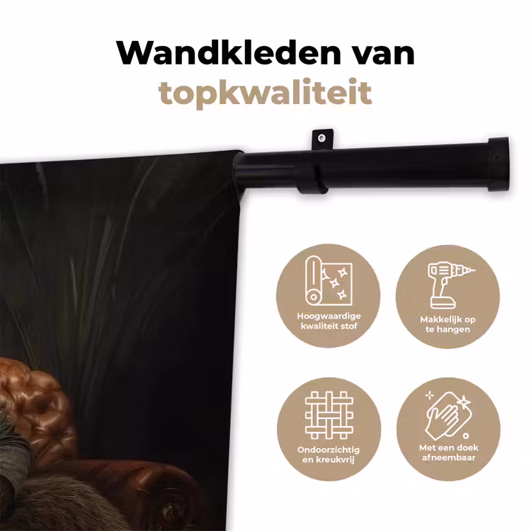 Wandkleed - Beer - Bruin - Pak - Hoed — 3