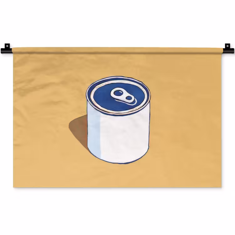 Wandkleed - Blikje - Minimalistisch - Blauw - Illustratie — 1