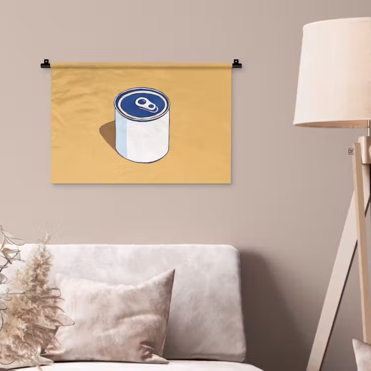 Wandkleed - Blikje - Minimalistisch - Blauw - Illustratie — 2
