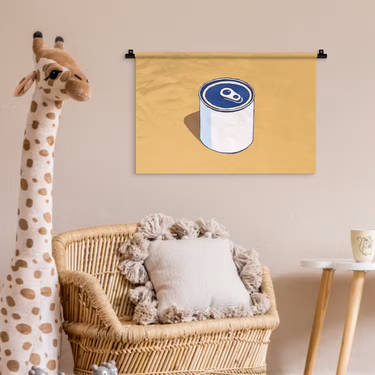 Wandkleed - Blikje - Minimalistisch - Blauw - Illustratie — 5