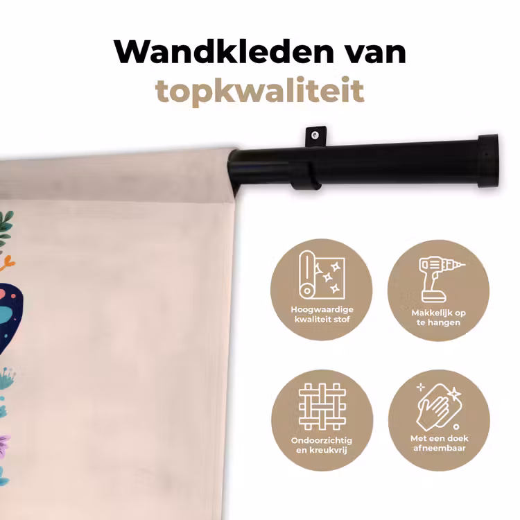 Wandkleed - Bloemen - Bladeren - Vlinder - Kleurrijk — 3