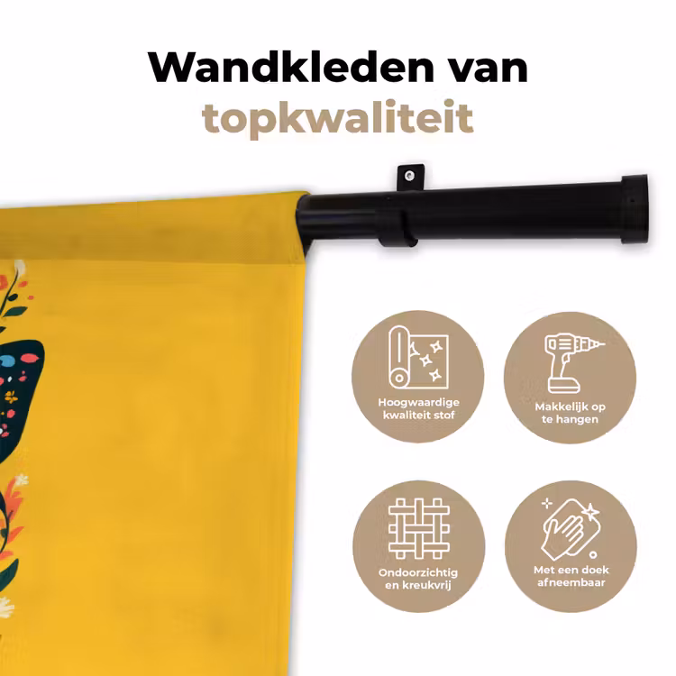 Wandkleed - Bloemen - Kleurrijk - Vlinder - Sierlijk — 3