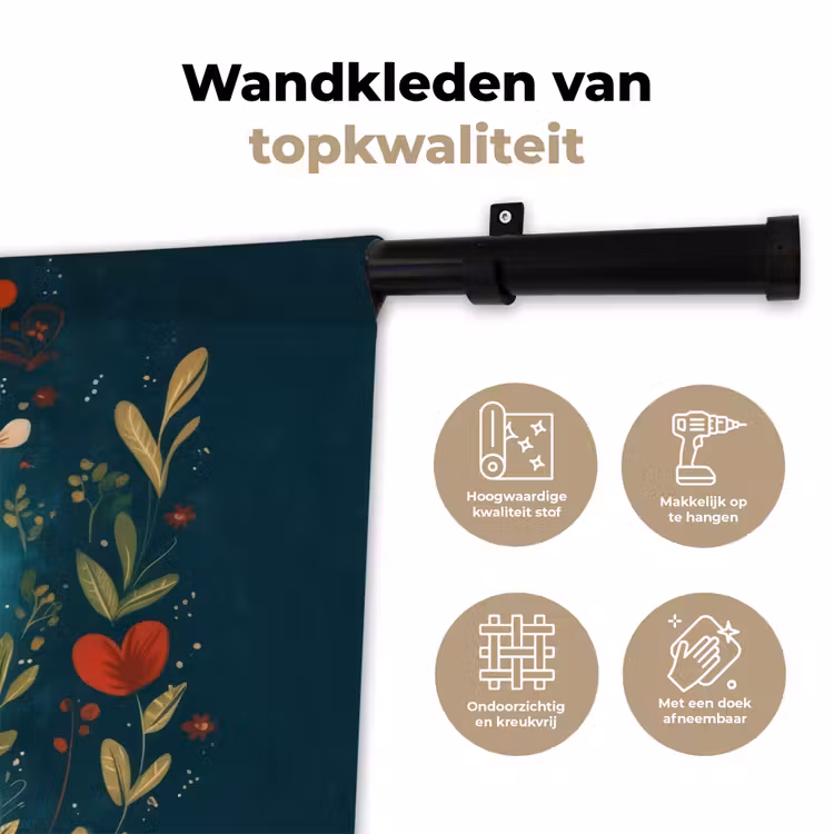 Wandkleed - Bloemen - Lieveheersbeestje - Hartje - Rood — 3