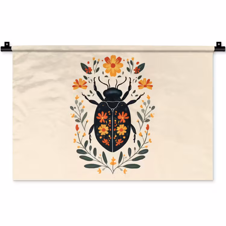 Wandkleed - Bloemen - Oranje - Planten - Sierlijk — 1