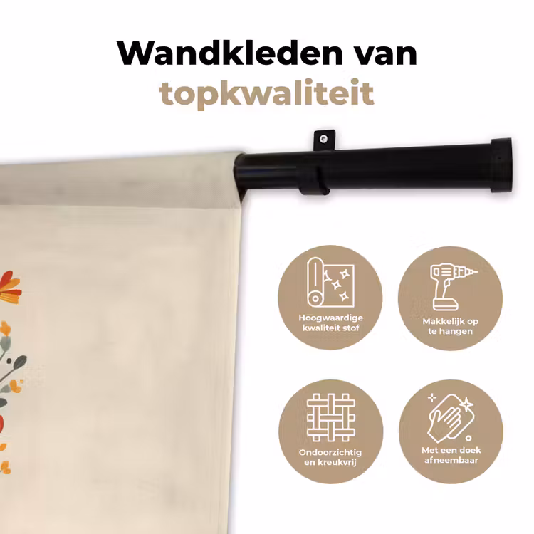 Wandkleed - Bloemen - Oranje - Planten - Sierlijk — 3