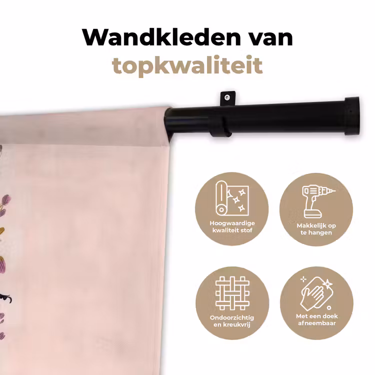 Wandkleed - Donkerblauw - Kever - Bloemtakken - Sierlijk — 3