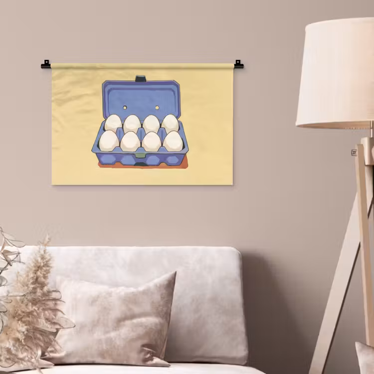 Wandkleed - Eieren - Doos - Minimalistisch - Blauw — 2