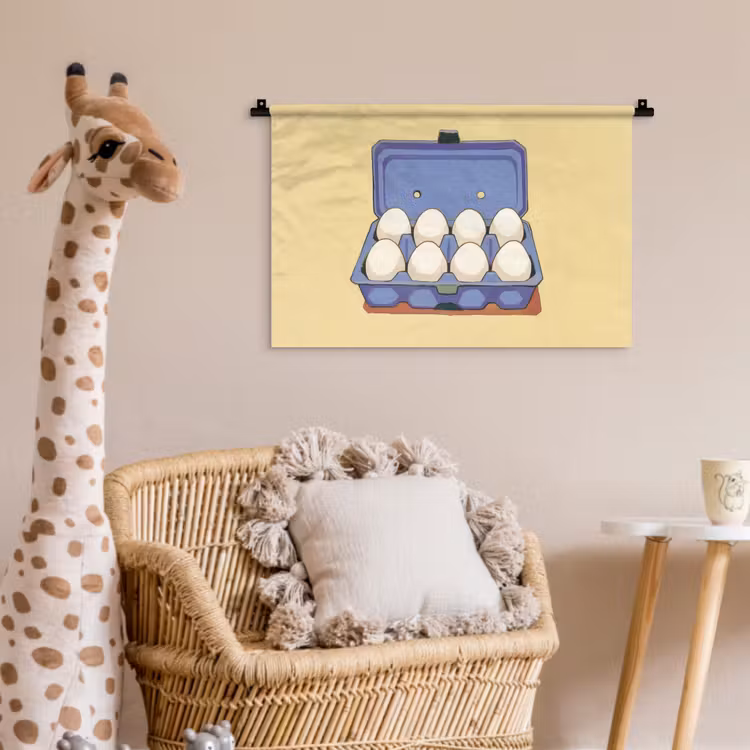 Wandkleed - Eieren - Doos - Minimalistisch - Blauw — 5