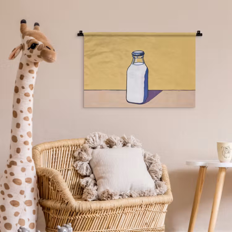 Wandkleed - Glazen - Fles - Illustratie - Melk — 5