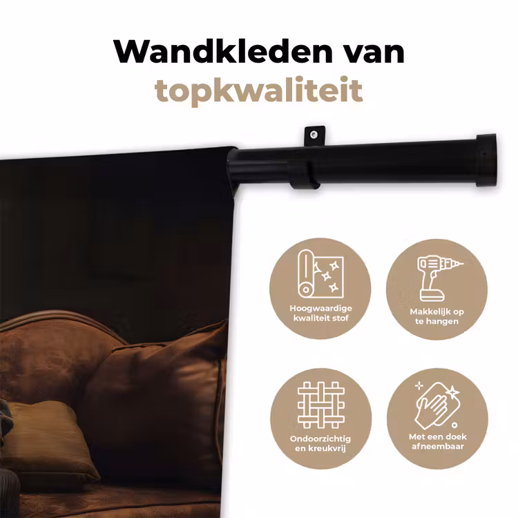 Wandkleed - Hond - Sigaar - Hoed - Pak — 3