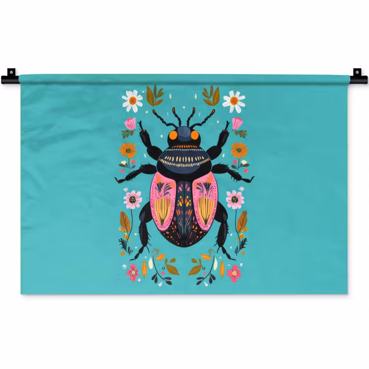 Wandkleed - Kever - Bloemmotieven - Turquoise - Bladeren — 1