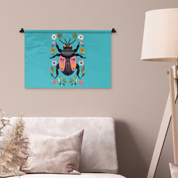 Wandkleed - Kever - Bloemmotieven - Turquoise - Bladeren — 2