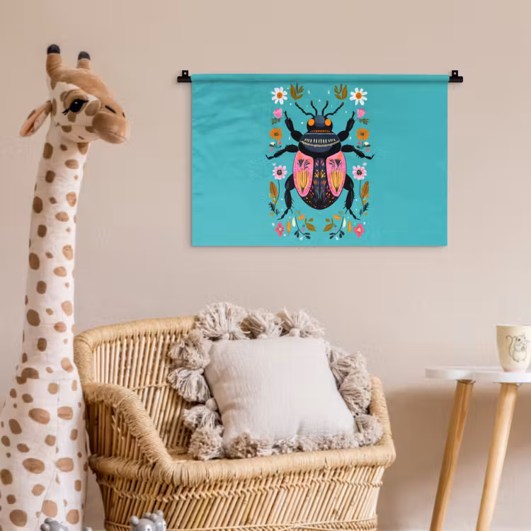 Wandkleed - Kever - Bloemmotieven - Turquoise - Bladeren — 5